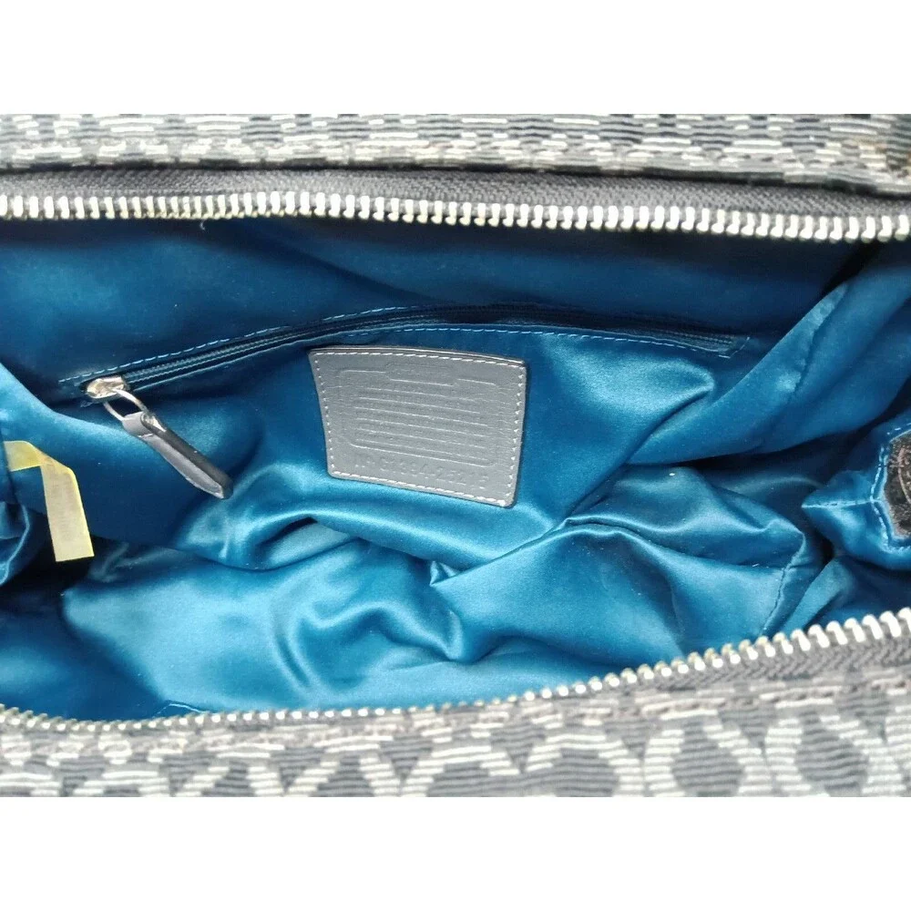 Vintage Coach Madison Op Art Handbag #25215 Grey~Black Canvas Leather Trim